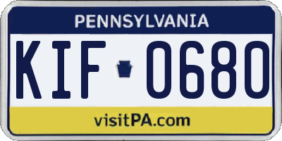 PA license plate KIF0680