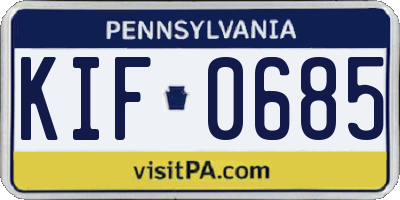 PA license plate KIF0685