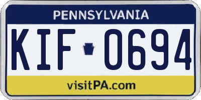 PA license plate KIF0694