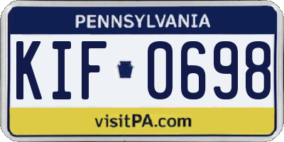 PA license plate KIF0698