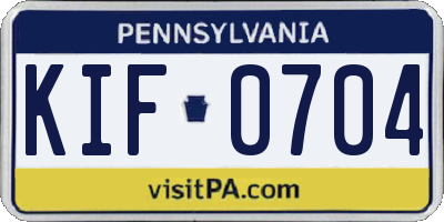 PA license plate KIF0704