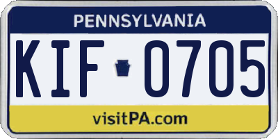 PA license plate KIF0705