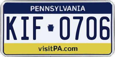 PA license plate KIF0706