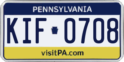 PA license plate KIF0708