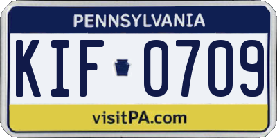 PA license plate KIF0709