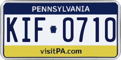 PA license plate KIF0710