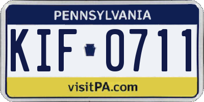 PA license plate KIF0711