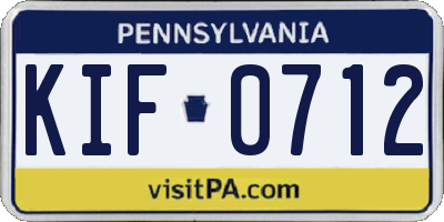 PA license plate KIF0712