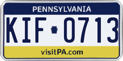 PA license plate KIF0713