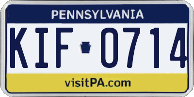 PA license plate KIF0714