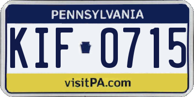 PA license plate KIF0715