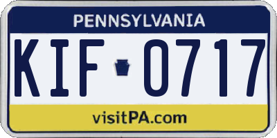 PA license plate KIF0717