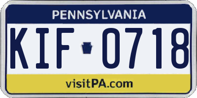 PA license plate KIF0718