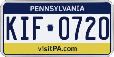 PA license plate KIF0720