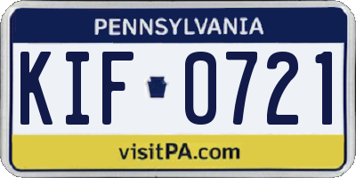 PA license plate KIF0721