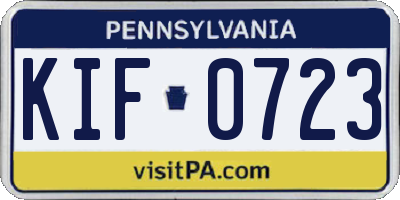 PA license plate KIF0723
