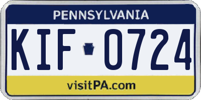 PA license plate KIF0724