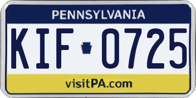 PA license plate KIF0725
