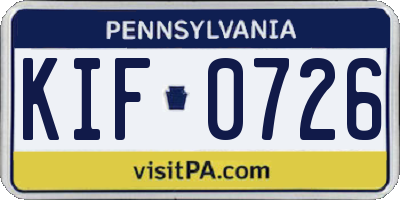 PA license plate KIF0726