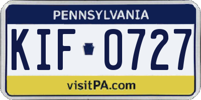 PA license plate KIF0727