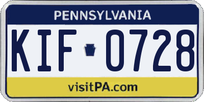 PA license plate KIF0728