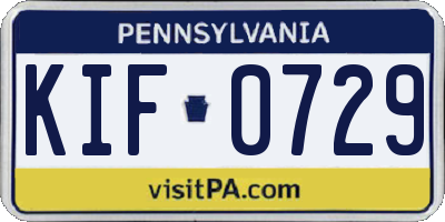 PA license plate KIF0729