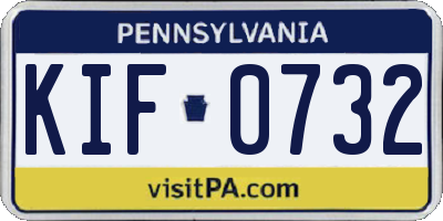 PA license plate KIF0732