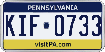 PA license plate KIF0733