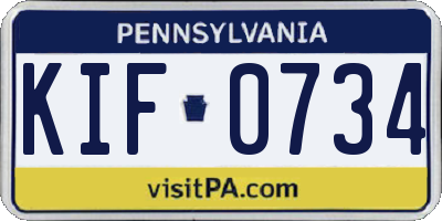 PA license plate KIF0734