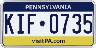 PA license plate KIF0735