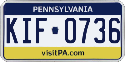 PA license plate KIF0736