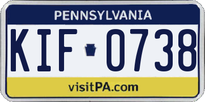 PA license plate KIF0738