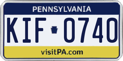 PA license plate KIF0740