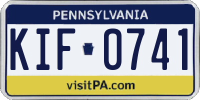 PA license plate KIF0741