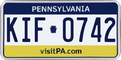 PA license plate KIF0742