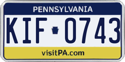 PA license plate KIF0743