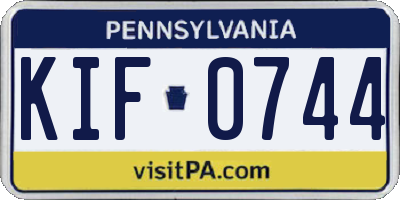 PA license plate KIF0744