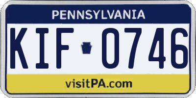 PA license plate KIF0746