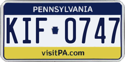 PA license plate KIF0747