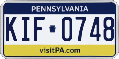 PA license plate KIF0748