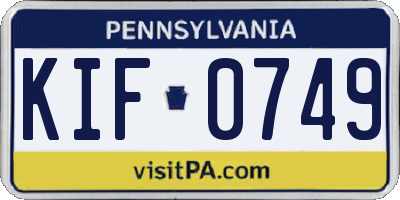 PA license plate KIF0749