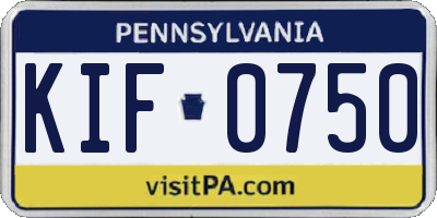 PA license plate KIF0750