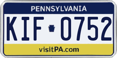PA license plate KIF0752