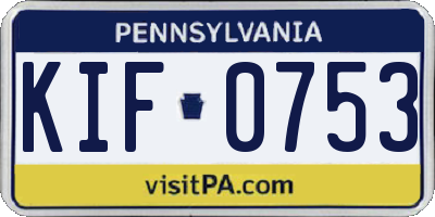 PA license plate KIF0753