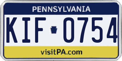 PA license plate KIF0754