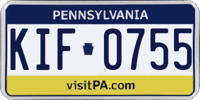 PA license plate KIF0755