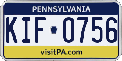 PA license plate KIF0756