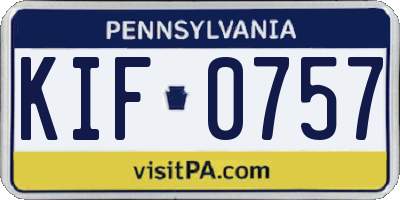 PA license plate KIF0757