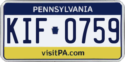 PA license plate KIF0759