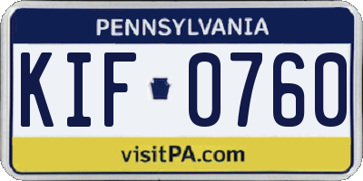 PA license plate KIF0760